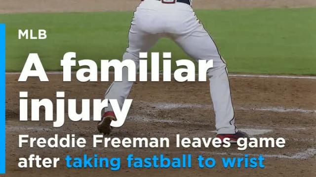 Braves 1B Freddie Freeman leaves game after taking pitch to same wrist he broke in 2017