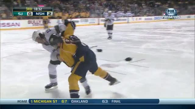 James Sheppard and Kevin Klein scrap