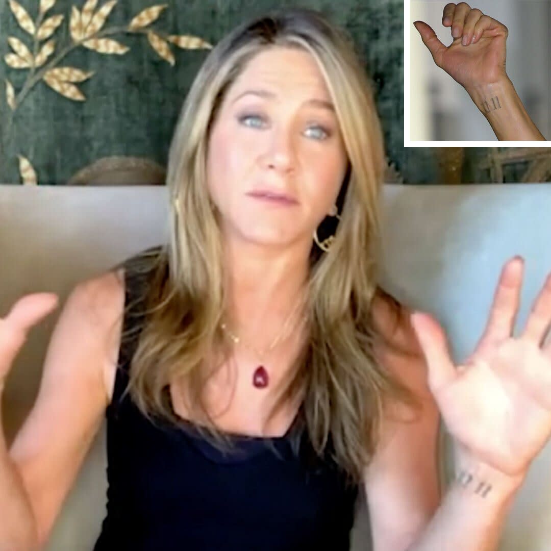 Jennifer Aniston Flashes Her 11 11 Wrist Tattoo During Chat With