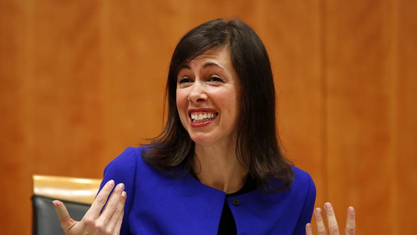 Federal Communications Commission (FCC) commissioner Jessica Rosenworcel attends a FCC Net Neutrality hearing in Washington February 26, 2015. The FCC is expected Thursday to approve Chairman Tom Wheeler's proposed "net neutrality" rules, regulating broadband providers more heavily than in the past and restricting their power to control download speeds on the web. REUTERS/Yuri Gripas (UNITED STATES - Tags: POLITICS SCIENCE TECHNOLOGY BUSINESS TELECOMS)