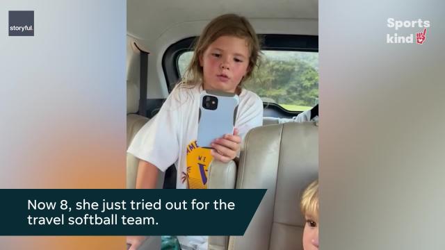 Young softball player has best reaction when she gets the news she's been waiting for