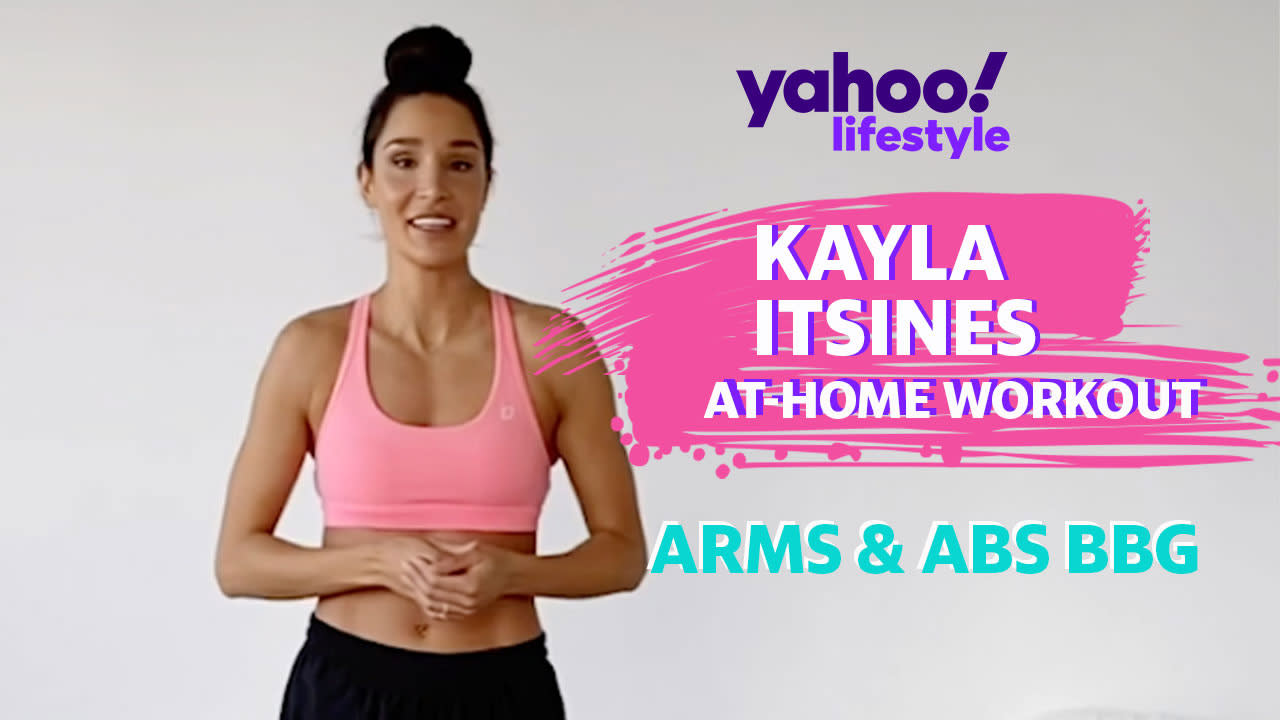 Kayla Itsines Workout At Home BBG No Equipment Arms And Abs Video