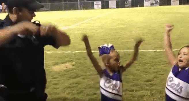 Tiny Cheerleaders Teach Tennessee Police Officer Some New Moves At High