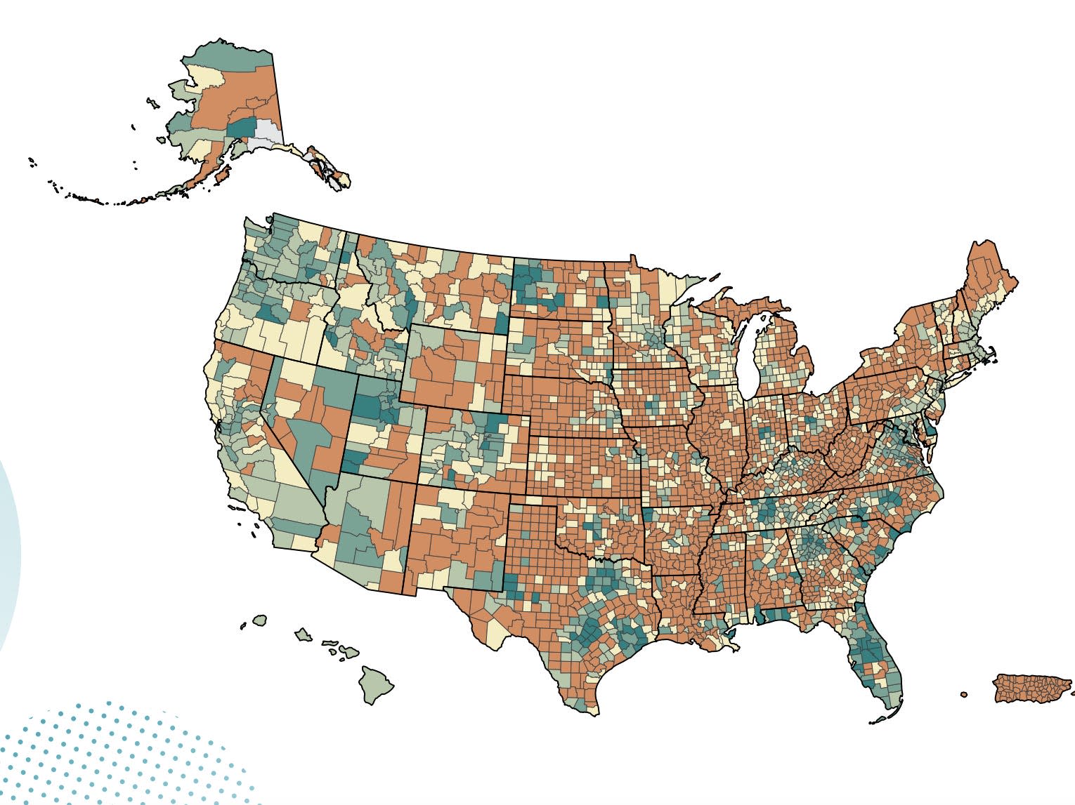 A striking US census map shows how much rural America has shrunk in the past dec..