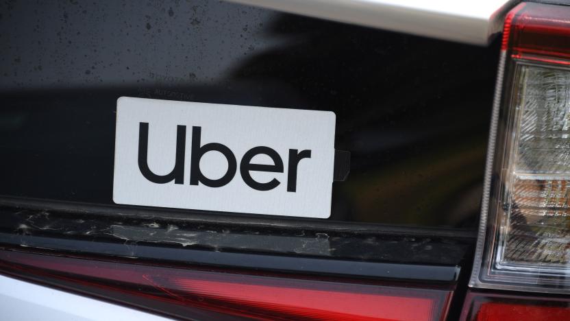 An Uber sticker is seen on a car at the start of a protest by ride share drivers on August 20, 2020 in Los Angeles, California. - Rideshare service rivals Uber and Lyft were given a temporary reprieve on August 20 from having to reclassify drivers as employees in their home state of California by August 21. (Photo by Robyn Beck / AFP) (Photo by ROBYN BECK/AFP via Getty Images)