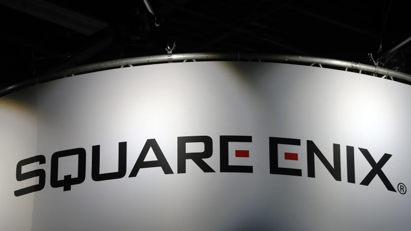 PARIS, FRANCE - NOVEMBER 02:  Square Enix logo is displayed during the 'Paris Games Week' on November 02, 2017 in Paris, France. Square Enix is a Japanese company that develops and publishes video games and mangas. 'Paris Games Week' is an international trade fair for video games and runs from November 01 to November 5, 2017.  (Photo by Chesnot/Getty Images)