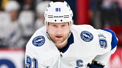 Getty Images - MONTREAL, CANADA - APRIL 04:  Steven Stamkos #91 of the Tampa Bay Lightning skates during the third period against the Montreal Canadiens at the Bell Centre on April 4, 2024 in Montreal, Quebec, Canada.  The Tampa Bay Lightning defeated the Montreal Canadiens 7-4.  (Photo by Minas Panagiotakis/Getty Images)