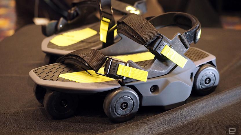 Image of Shift Robotics' Moonwalkers on a black table.