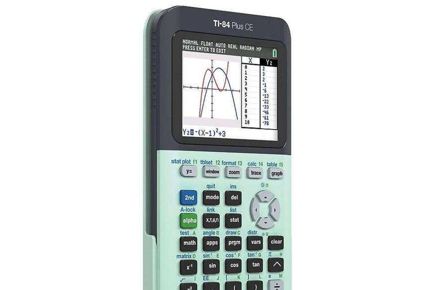 TI-84 Plus CE graphing calculator in green