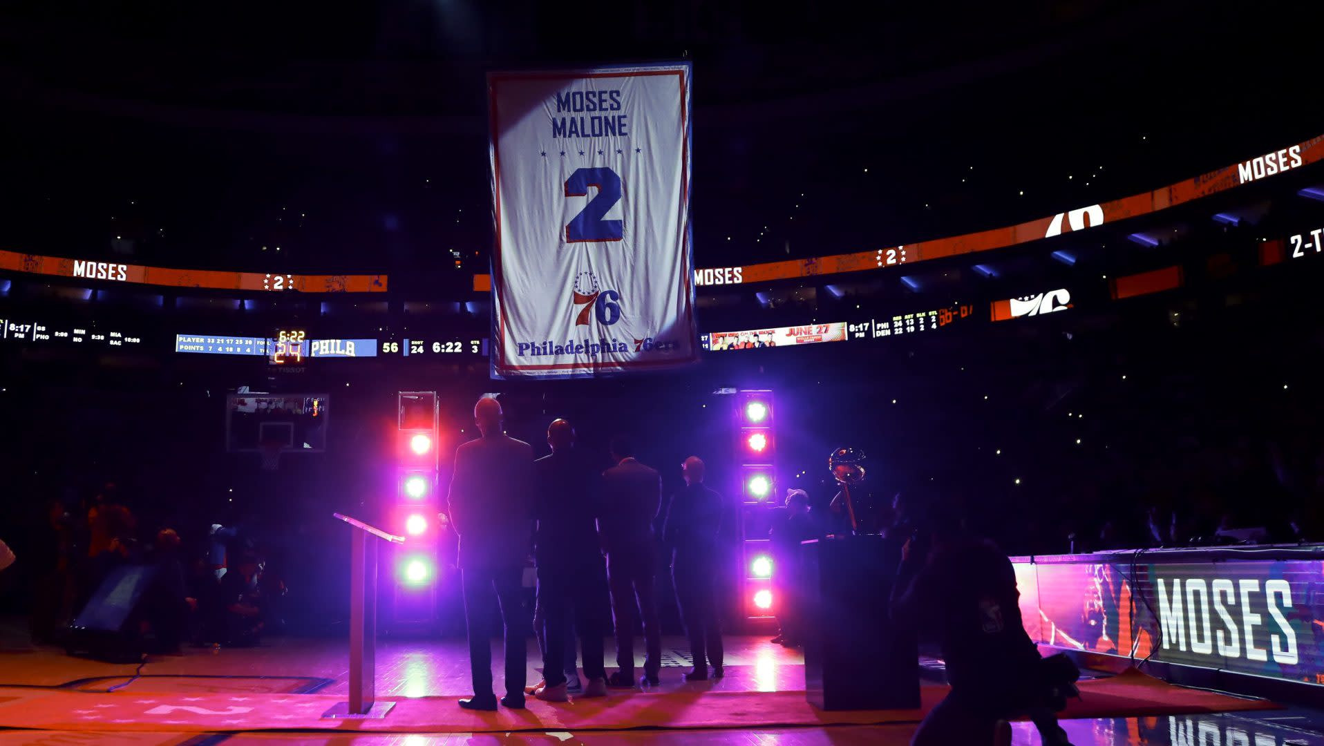 moses malone jersey retirement