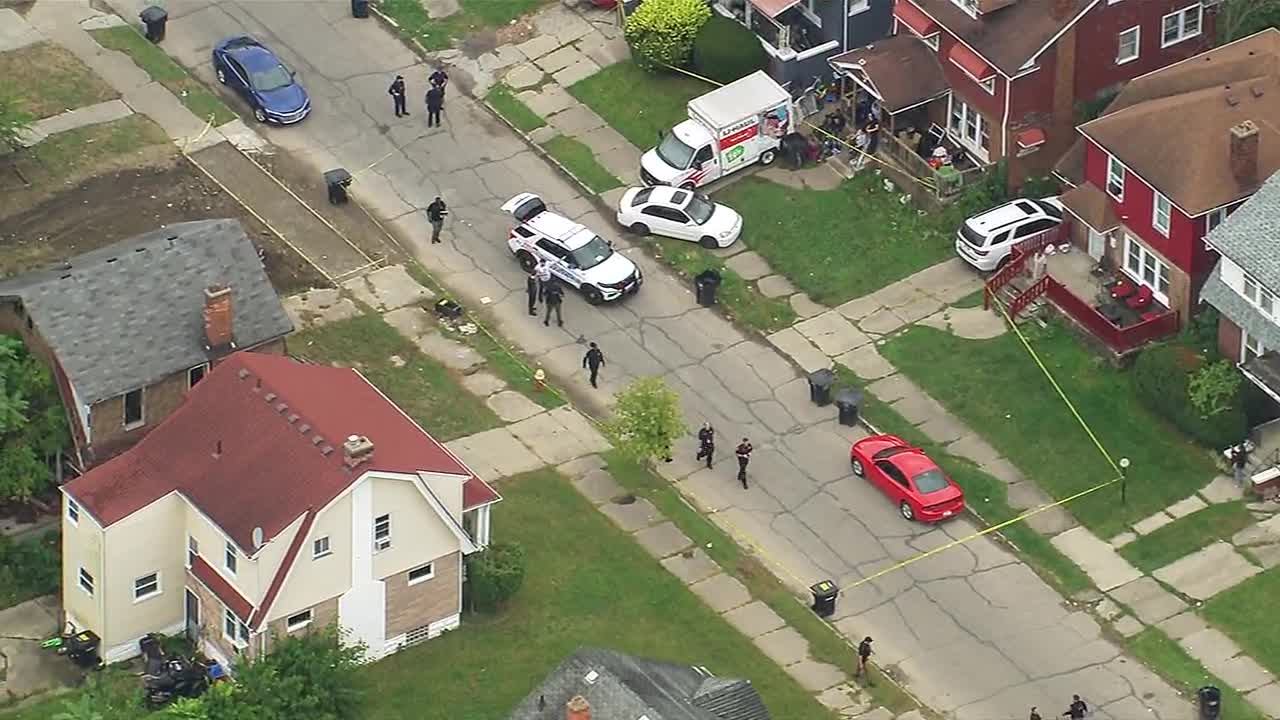 Chopper over scene of Detroit police officer shot on west side