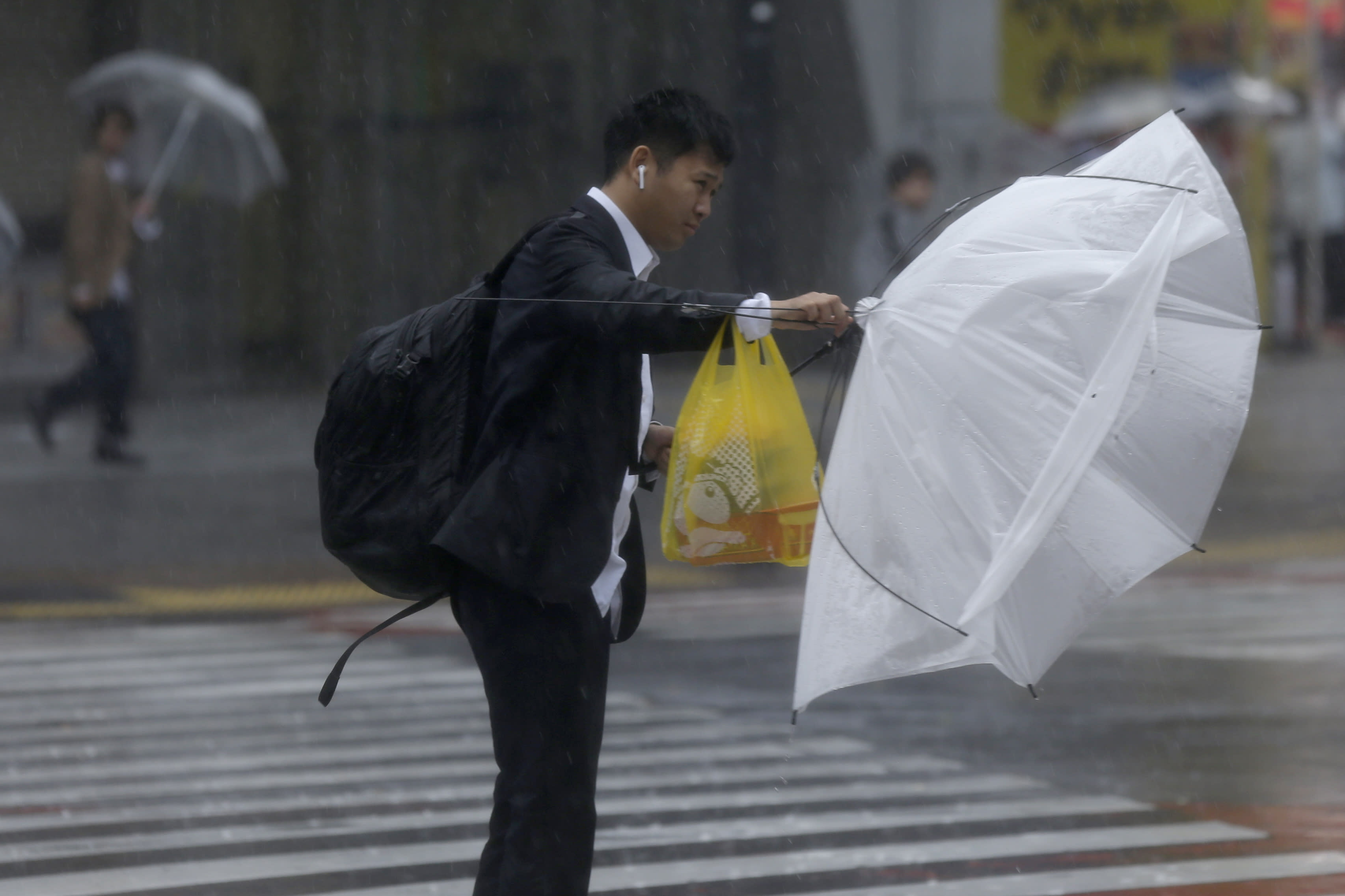 Tokyo area shuts down as powerful typhoon lashes Japan