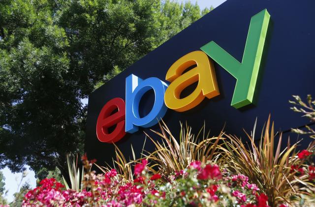 An eBay sign is seen at an office building in San Jose, California May 28, 2014. REUTERS/Beck Diefenbach (UNITED STATES - Tags: BUSINESS LOGO)