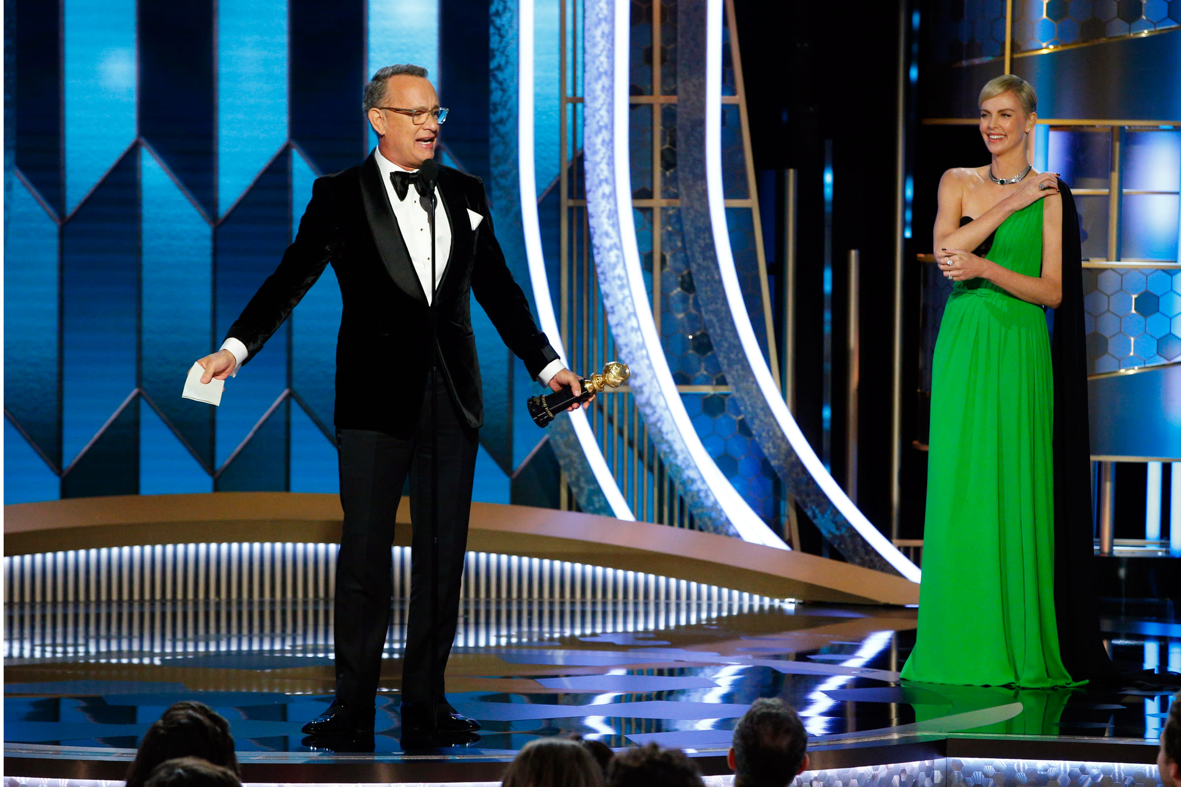 Watch Tom Hanks Almost Cry, Praise Acting Icons in Golden ...