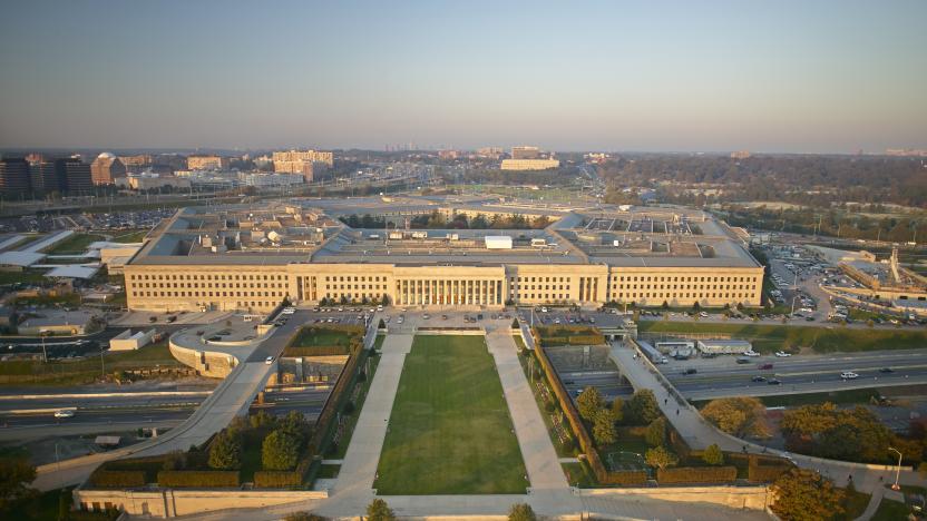 USA, Virginia, Arlington, Aerial photograph of the eastern entrance of the Pentagon