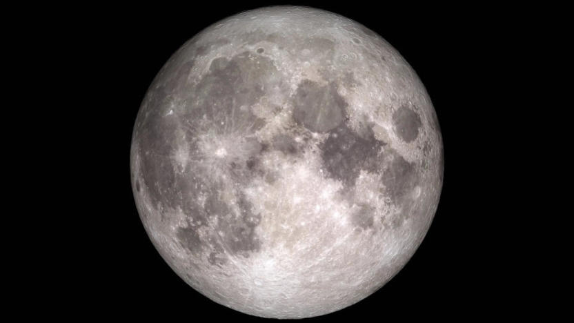 Picture of the full Moon, looking bright.