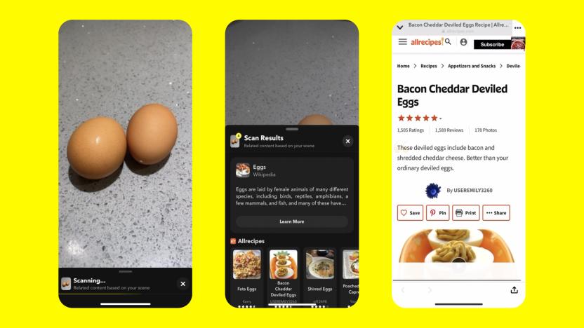 Snapchat's camera can scan food for recipe inspo.