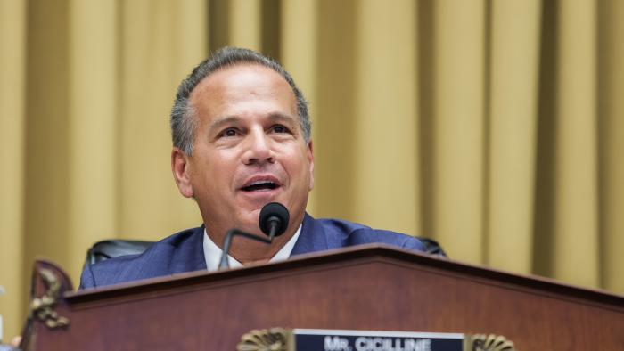 Commercial and Administrative Law House Subcommittee Chairman David N. Cicilline speaks during the House Judiciary Subcommittee on Antitrust, Commercial and Administrative Law hearing on "Online Platforms and Market Power" in the Rayburn House office Building on Capitol Hill in Washington, DC on July 29, 2020. (Photo by Graeme JENNINGS / POOL / AFP) (Photo by GRAEME JENNINGS/POOL/AFP via Getty Images)