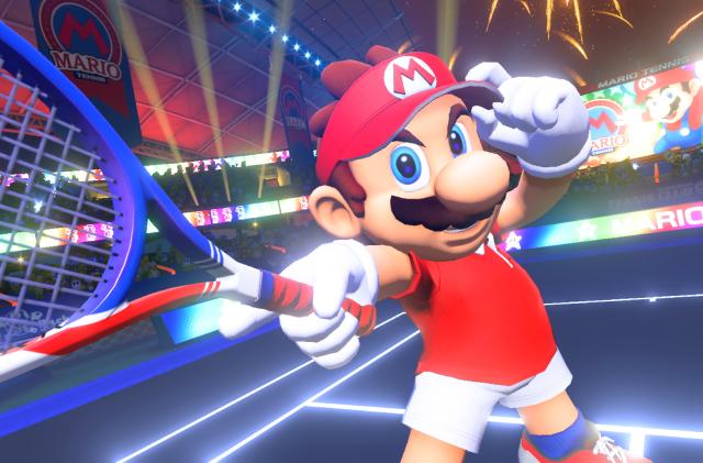 Mario with a tennis racket