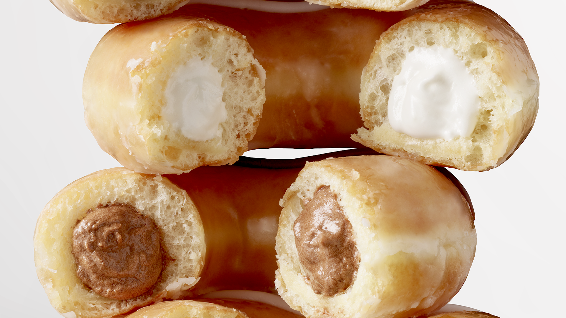 Krispy Kreme Filled Original Glazed Doughnut With Cream Video