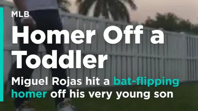 Miguel Rojas hit a bat-flipping homer off his very young son