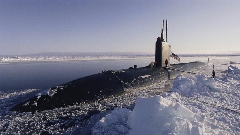 USS Hampton submarine at North Pole