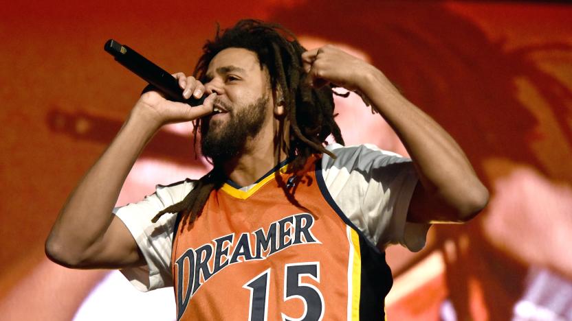 OAKLAND, CALIFORNIA - OCTOBER 20: J. Cole performs during "The Off-Season" tour at Oakland Arena on October 20, 2021 in Oakland, California. (Photo by Tim Mosenfelder/Getty Images)