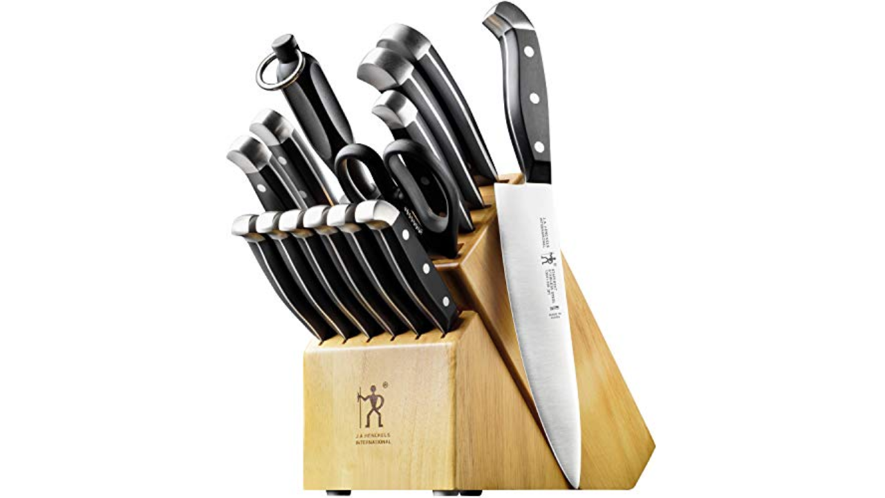 McCook MC29 15-Piece Kitchen Cutlery Knife Block Set Built-in Sharpener  Stainless Steel 