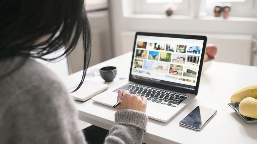 Woman using laptop