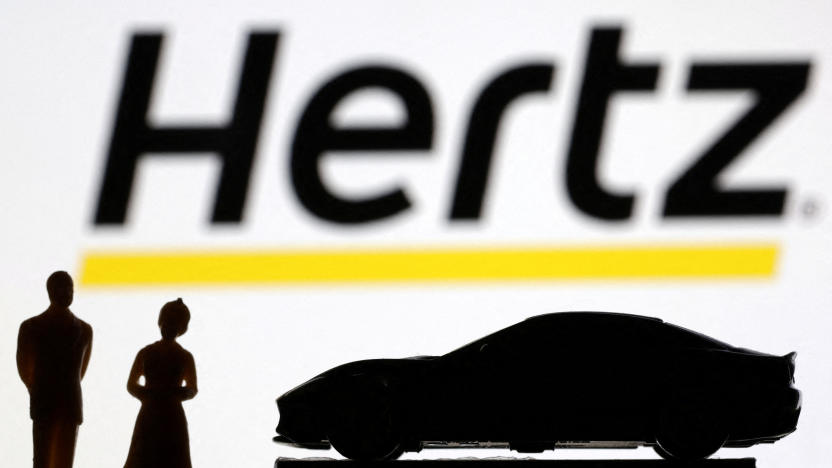 FILE PHOTO: Hertz car rental logo is seen in this illustration taken June 27, 2022. REUTERS/Dado Ruvic/Illustration/File Photo
