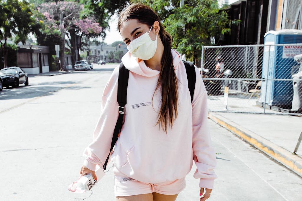 Addison Rae Shows Off Post Workout Style In Sustainable Pink Sweatsuit New Balance Sneakers