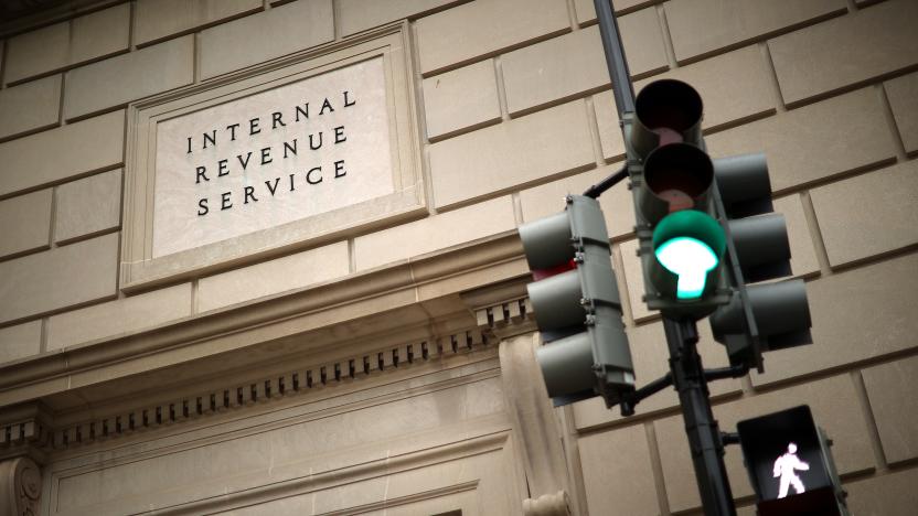 WASHINGTON, DC - APRIL 27: The Internal Revenue Service headquarters building appeared to be mostly empty April 27, 2020 in the Federal Triangle section of Washington, DC. The IRS called about 10,000 volunteer employees back to work Monday at 10 of its mission critical locations to work on taxpayer correspondence, handling tax documents, taking telephone calls and other actions related to the tax filing season. (Photo by Chip Somodevilla/Getty Images)