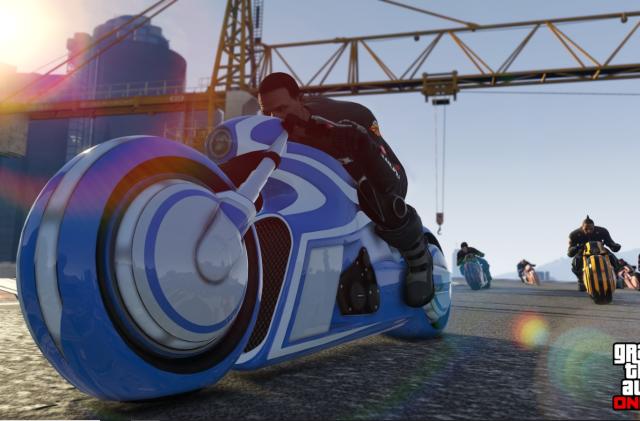 A screenshot of a motorcycle race from GTA Online.