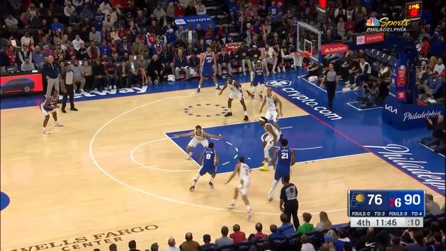 Tyrese Maxey with a 3-pointer vs the Indiana Pacers