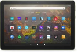 A press image of Amazon's Fire 10 HD tablet.