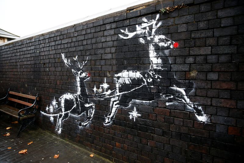 Banksy's flying reindeer highlight Christmas homeless plight