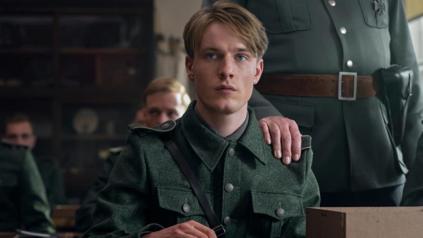 Screenscap from Netflix's upcoming World War II drama, All The Light We Cannot See. Louis Hofmann stars as German soldier Werner Pfennig.   