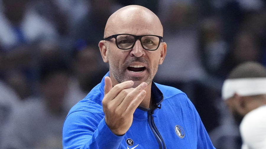 Associated Press - Dallas Mavericks head coach Jason Kidd gestures to his team during the first half in Game 5 of an NBA basketball first-round playoff series against the Los Angeles Clippers Wednesday, May 1, 2024, in Los Angeles. (AP Photo/Mark J. Terrill)