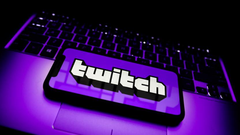 Twitch logo is seen displayed on a phone screen in this illustration photo taken in Krakow, Poland on April 30, 2021. (Photo by Jakub Porzycki/NurPhoto via Getty Images)