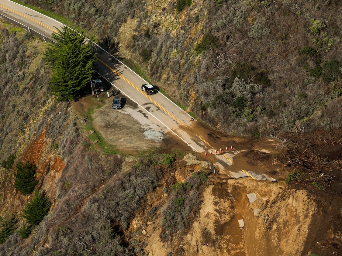 A massive section of California’s iconic Highway 1 near Big Sur collapsed after the winter storm in the Pacific Ocean