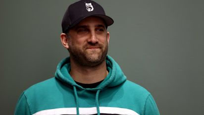 Getty Images - PHILADELPHIA, PENNSYLVANIA - MARCH 04: Head coach Nick Sirianni of the Philadelphia Eagles reacts during the retirement announcement of Jason Kelce from the NFL at NovaCare Complex on March 04, 2024 in Philadelphia, Pennsylvania. (Photo by Tim Nwachukwu/Getty Images)