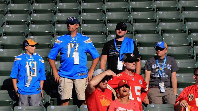 Angry San Diego fans dump their Chargers gear in front of team facility