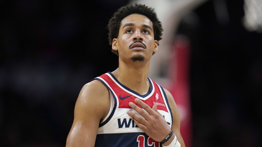 Getty Images - WASHINGTON, DC - APRIL 02: Jordan Poole #13 of the Washington Wizards looks on during the first half against the Milwaukee Bucks at Capital One Arena on April 02, 2024 in Washington, DC. NOTE TO USER: User expressly acknowledges and agrees that, by downloading and or using this photograph, User is consenting to the terms and conditions of the Getty Images License Agreement. (Photo by Jess Rapfogel/Getty Images)