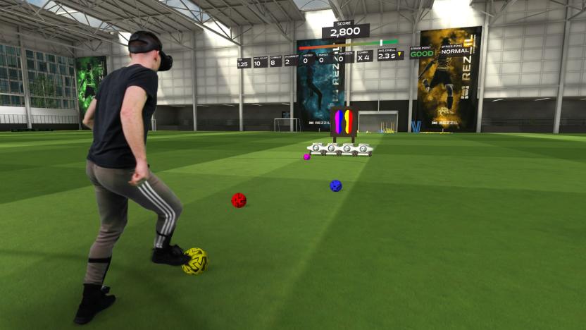 Image of a player in VR playing Rezzil Color Combos.