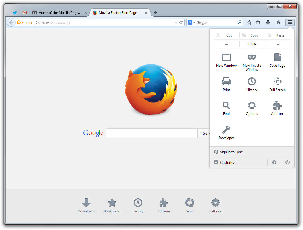 updated mozilla firefox browser