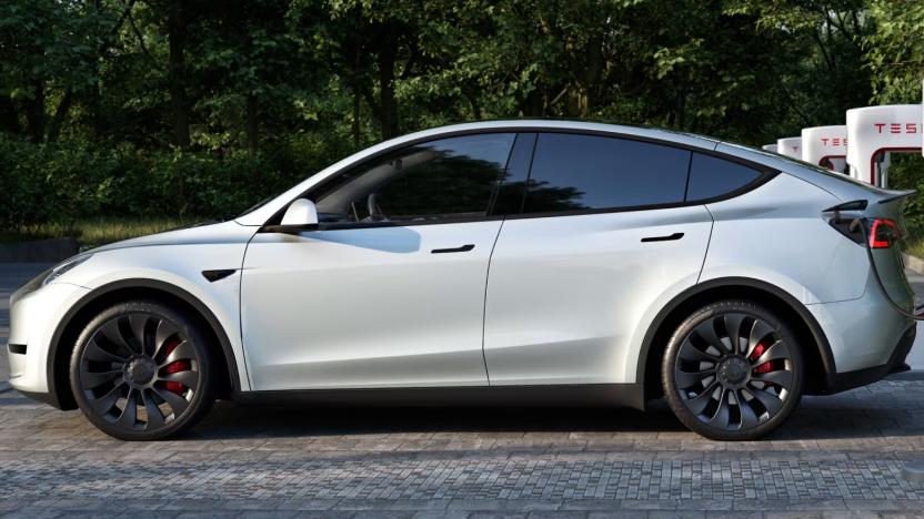 A Tesla Model Y charging