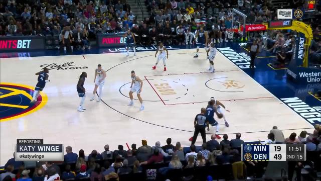 Anthony Edwards with an and one vs the Denver Nuggets