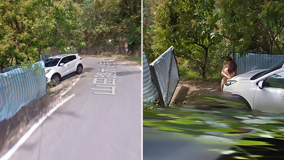 Nudist Couple Indoors - Google Maps exposes naked couple on side of road