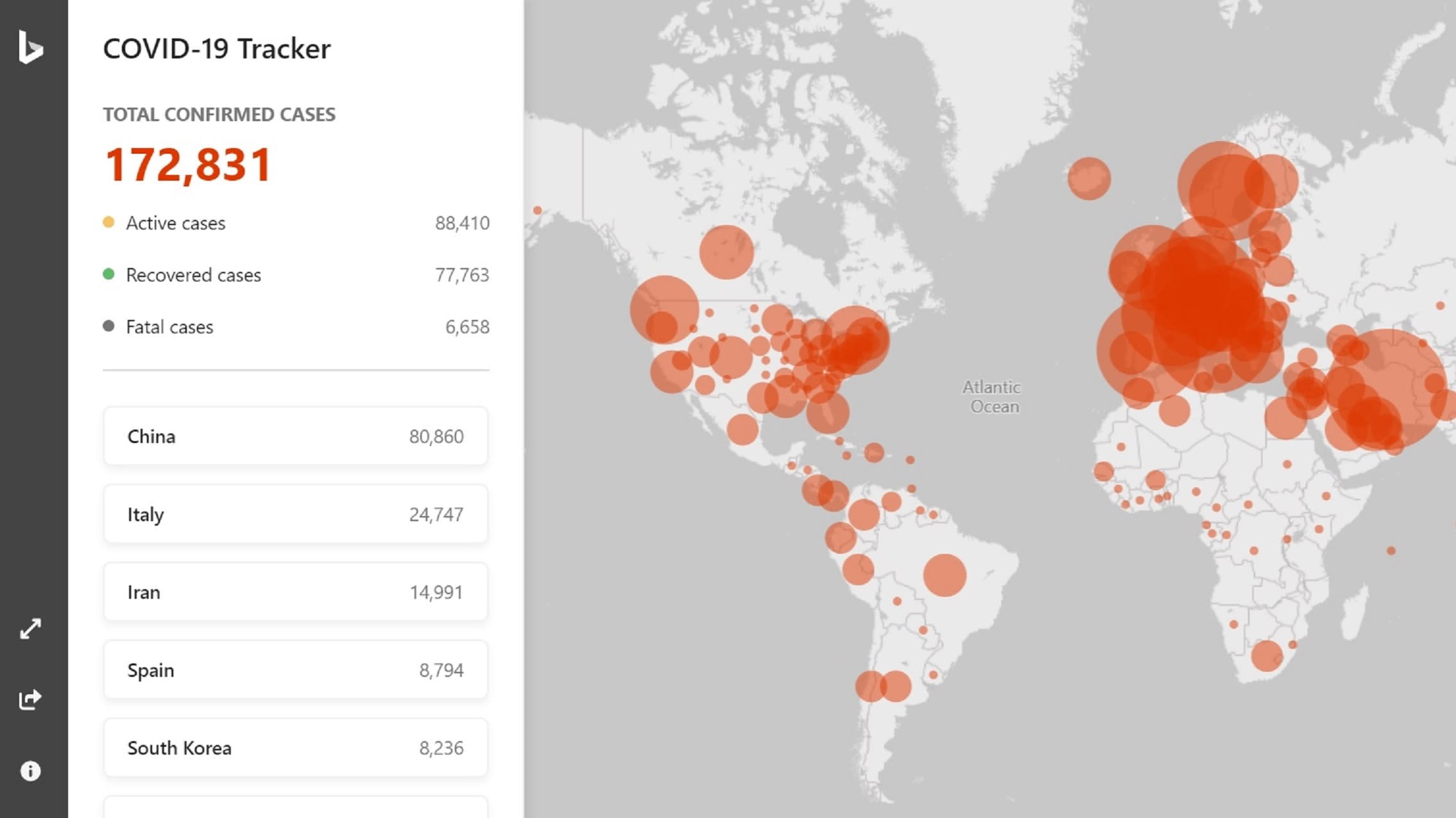 Microsoft Bing launches Covid-19 tracking map