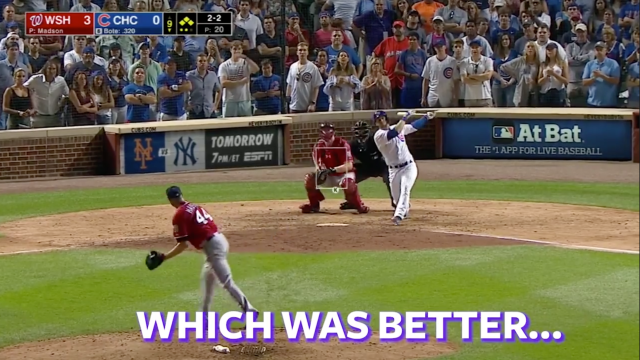 Which was better: David Bote's walk-off grand slam or Ramon Laureano's 321 ft double play throw?